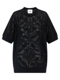 Nude Openwork Cotton Sweater — Black
