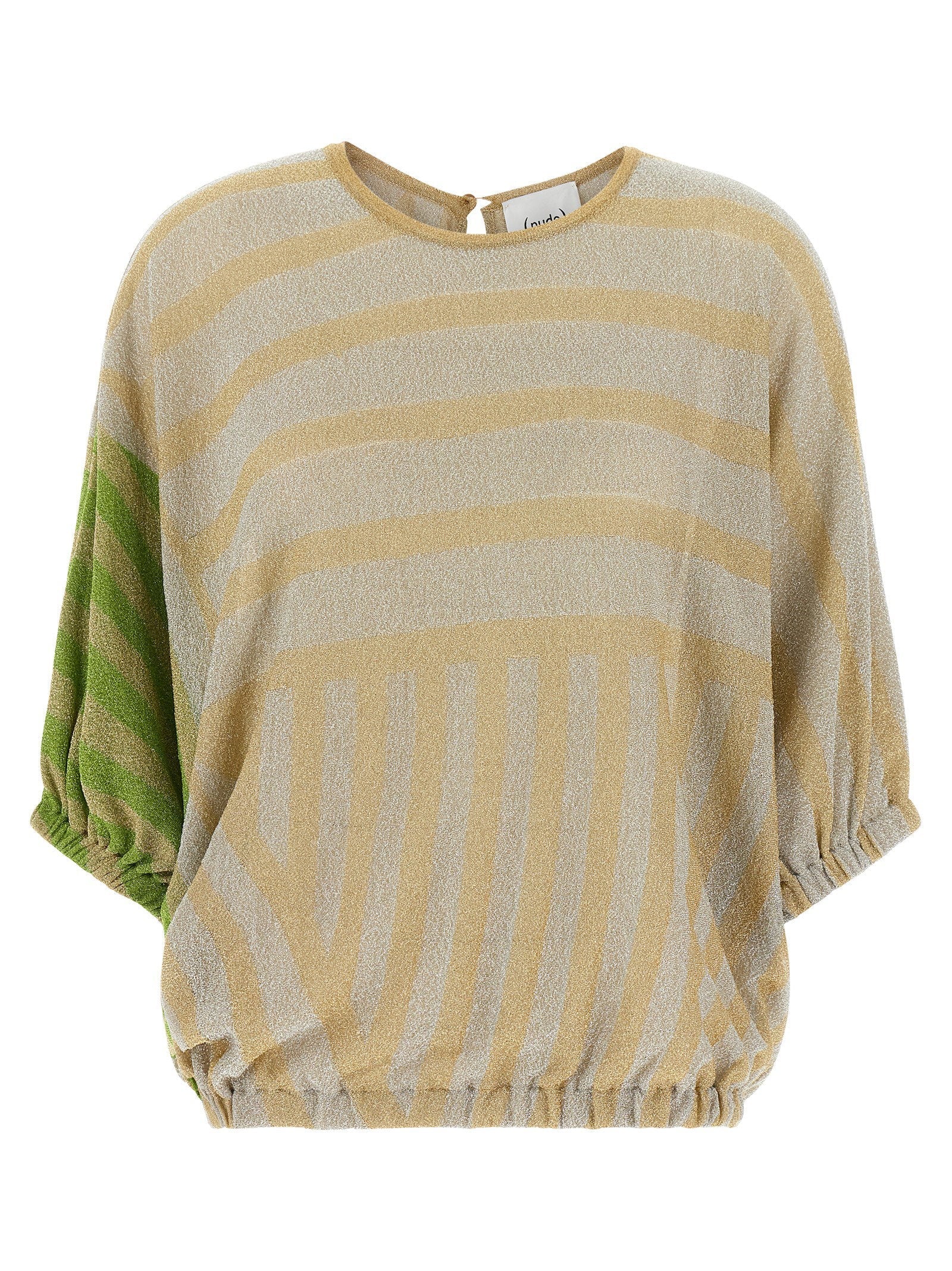 Nude Lurex Striped Sweater — Cream