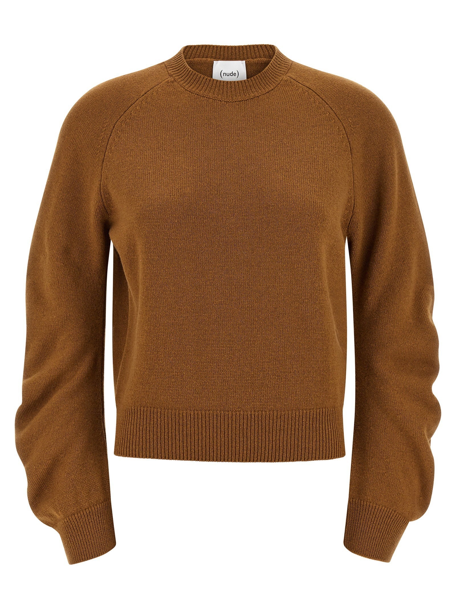 Nude Virgin Wool Crewneck Sweater — Camel