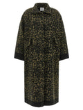 Nude Animal Print Wool Blend Coat — black