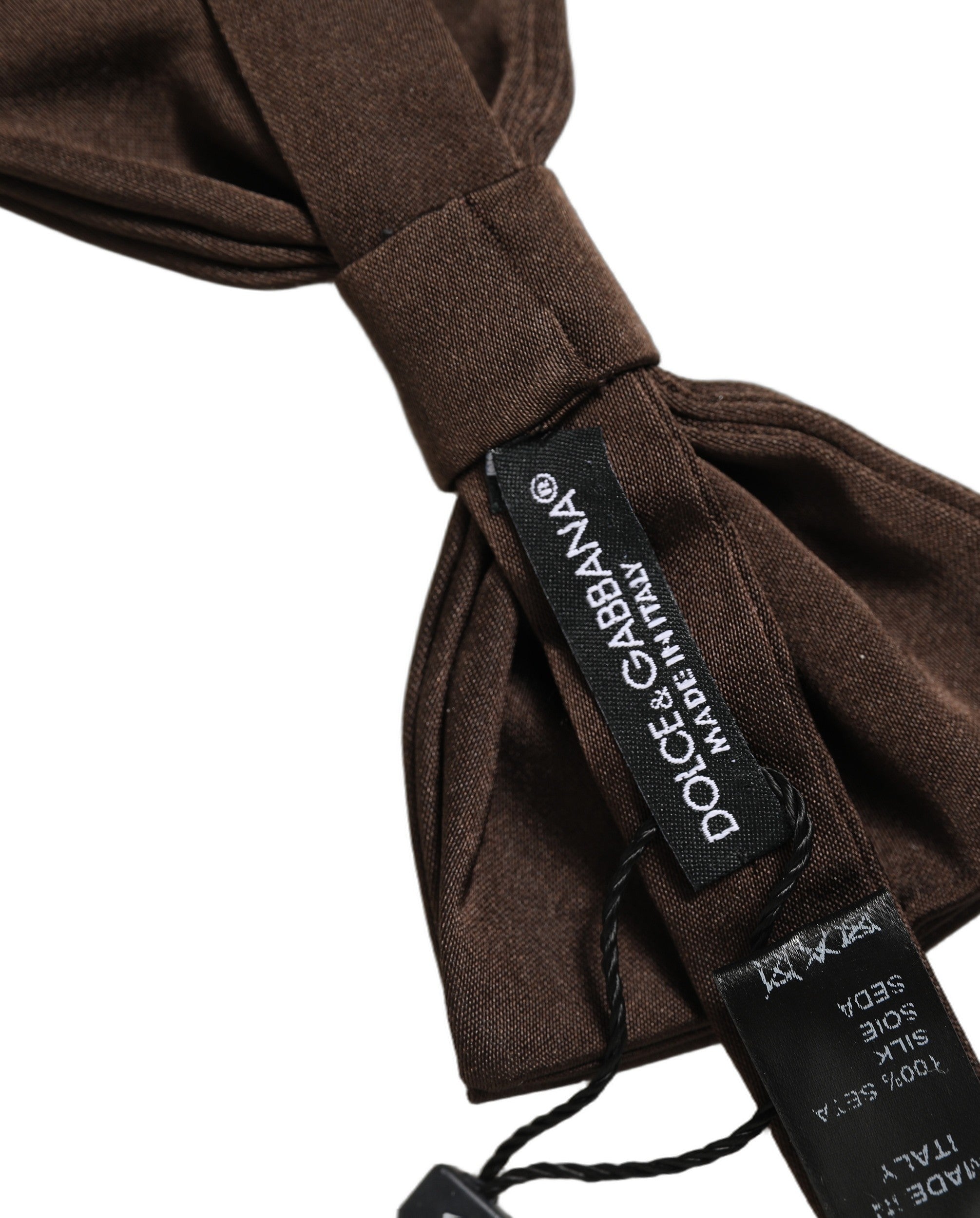 Dolce & Gabbana Silk Adjustable Papillon Bow Tie — Brown