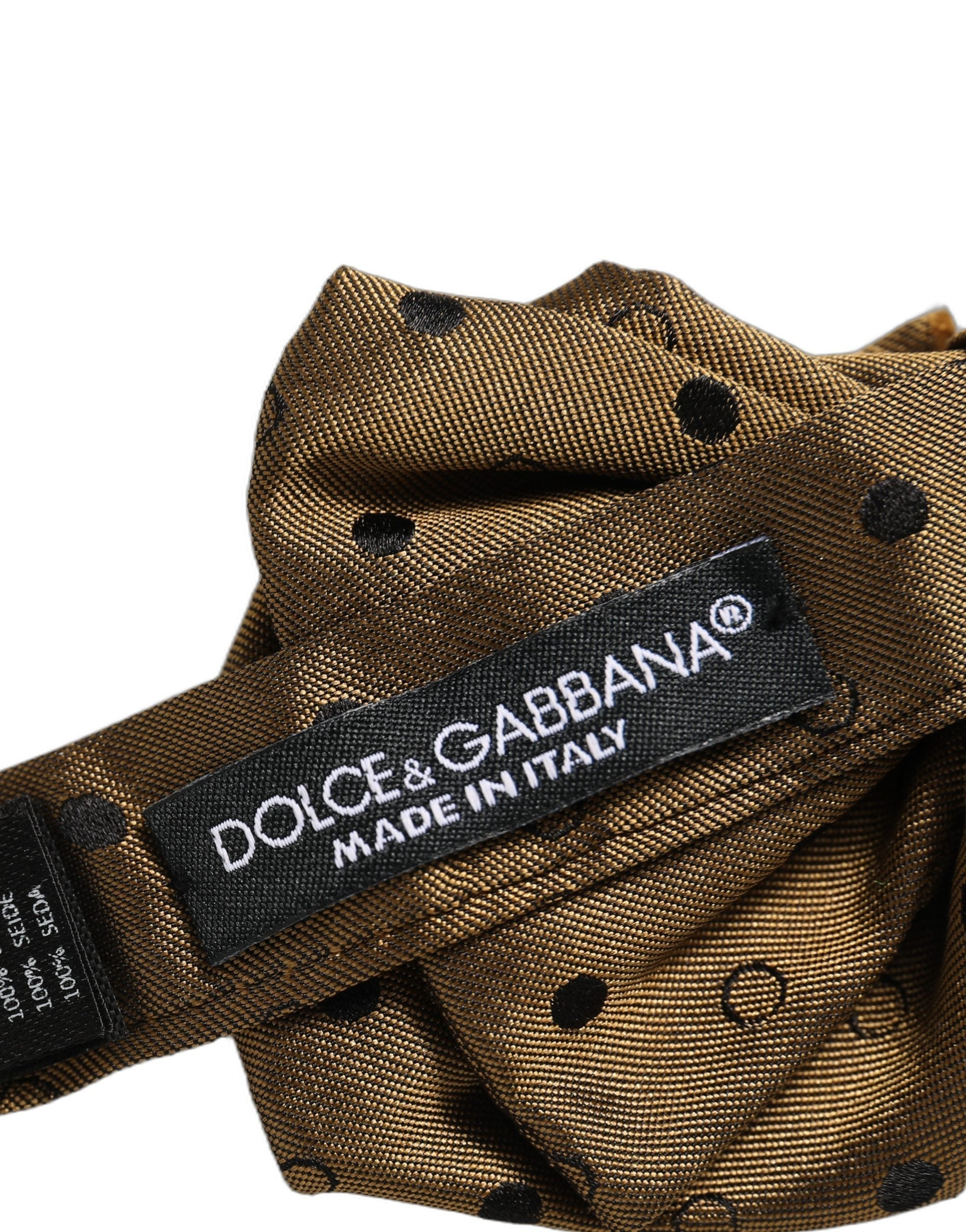 Dolce & Gabbana Silk Polka Dot Bow Tie — Brown