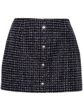 Alessandra Rich Sequin Checked Tweed Skirt — Navy