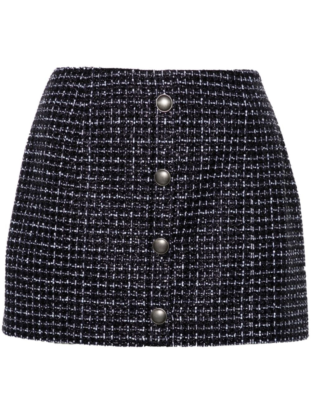 Alessandra Rich Sequin Checked Tweed Skirt — Navy