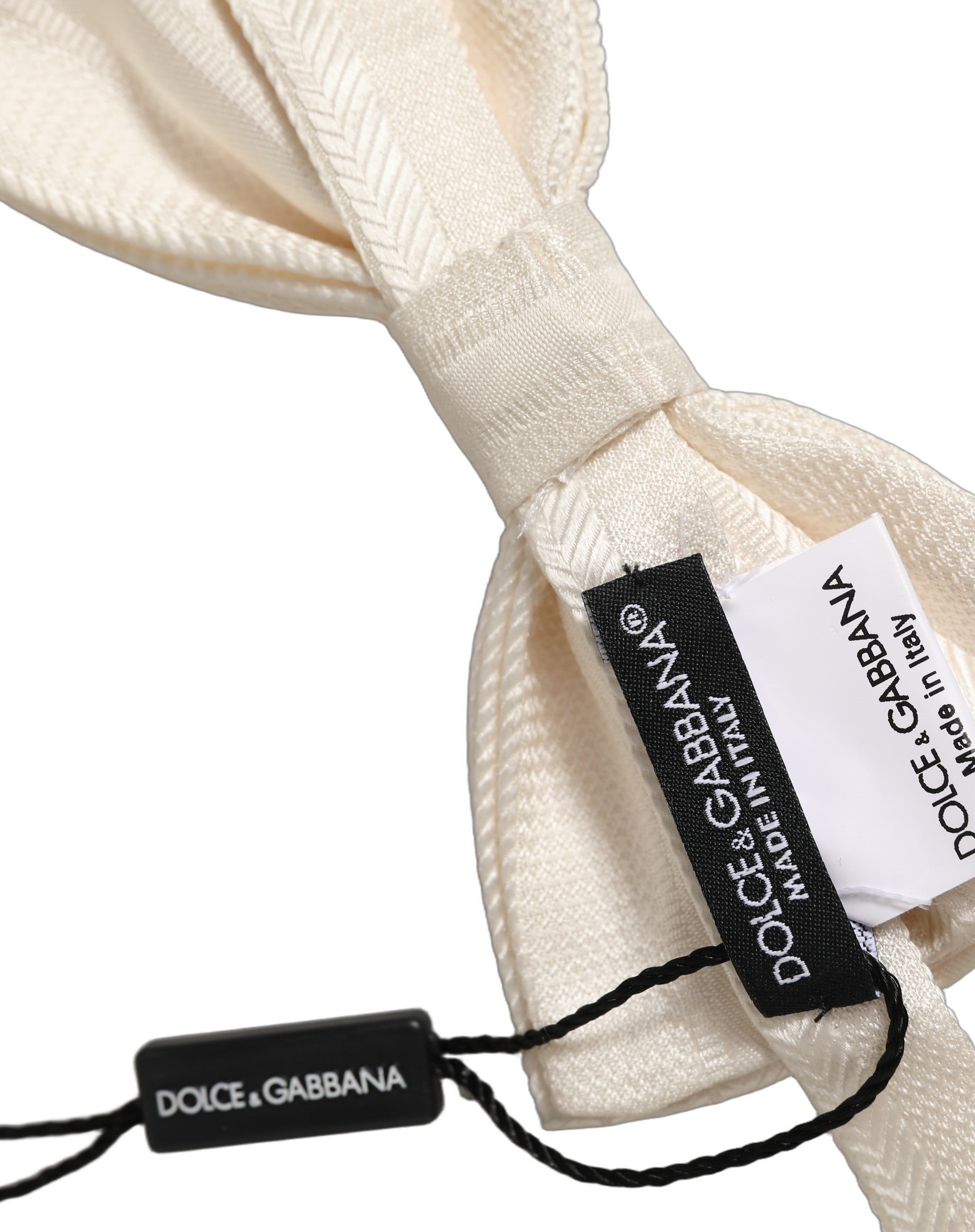 Dolce & Gabbana Silk Adjustable Bow Tie — White