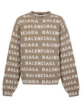 Balenciaga Logo-Intarsia Sweater — Beige