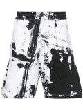 Alexander McQueen Paint-Splatter Cotton Shorts — white