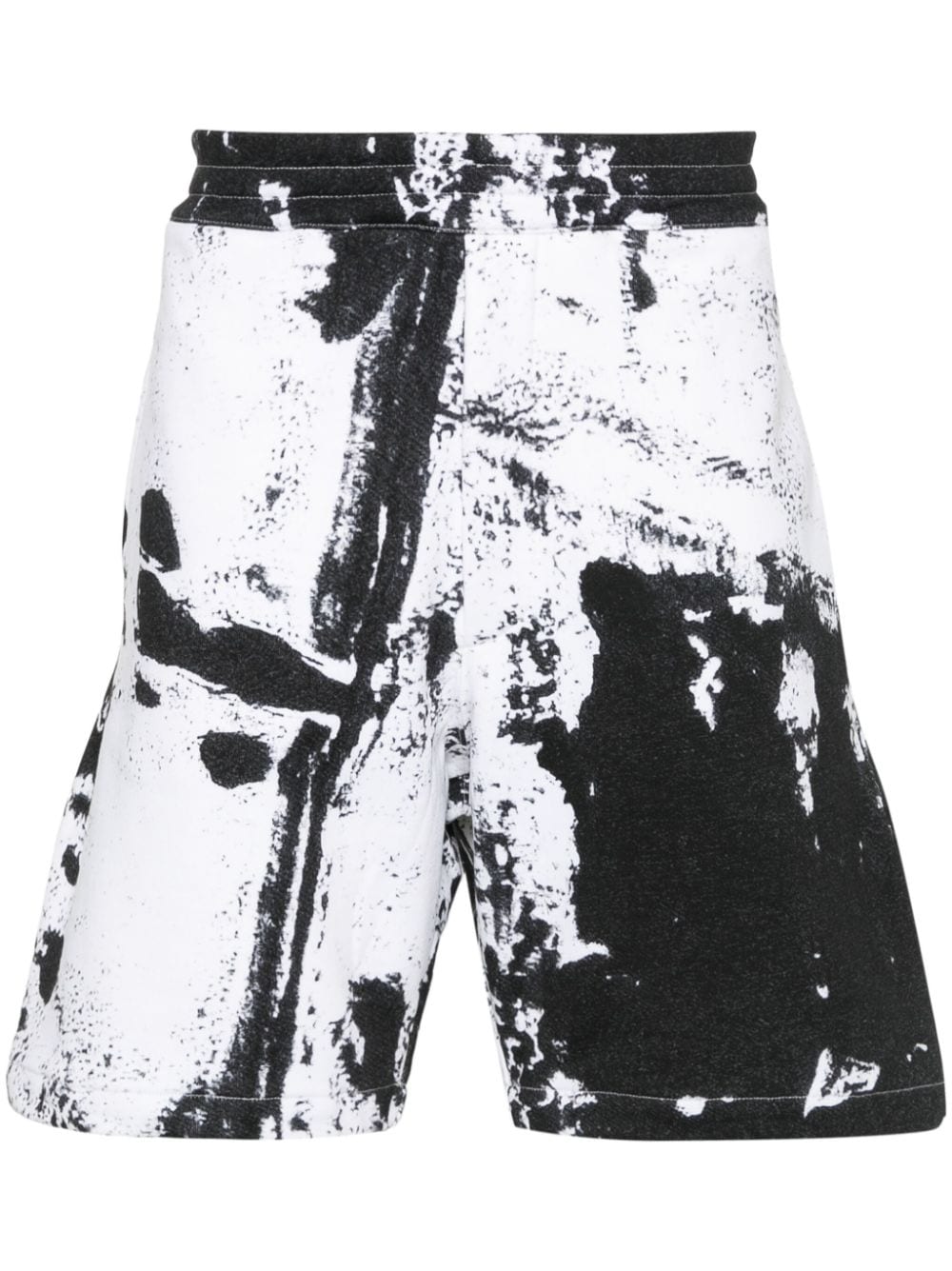 Alexander McQueen Paint-Splatter Cotton Shorts — white