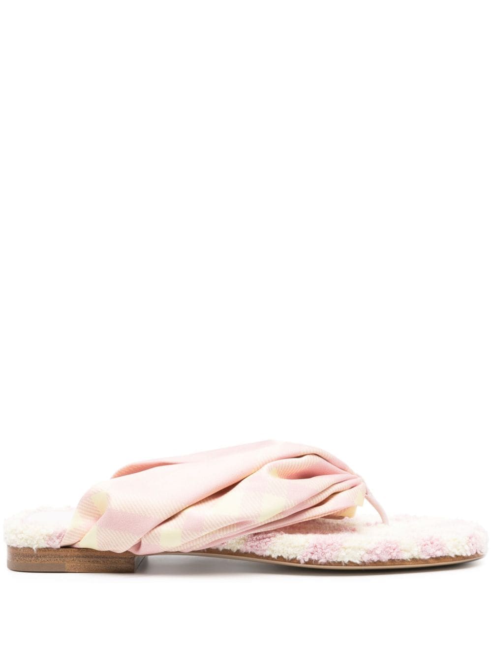 Burberry Check Thong Sandals — Pink