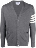 Thom Browne 4-Bar Cardigan — grey