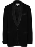 Maison Margiela Wool with 4-Needle Satin Trim Blazer — Black