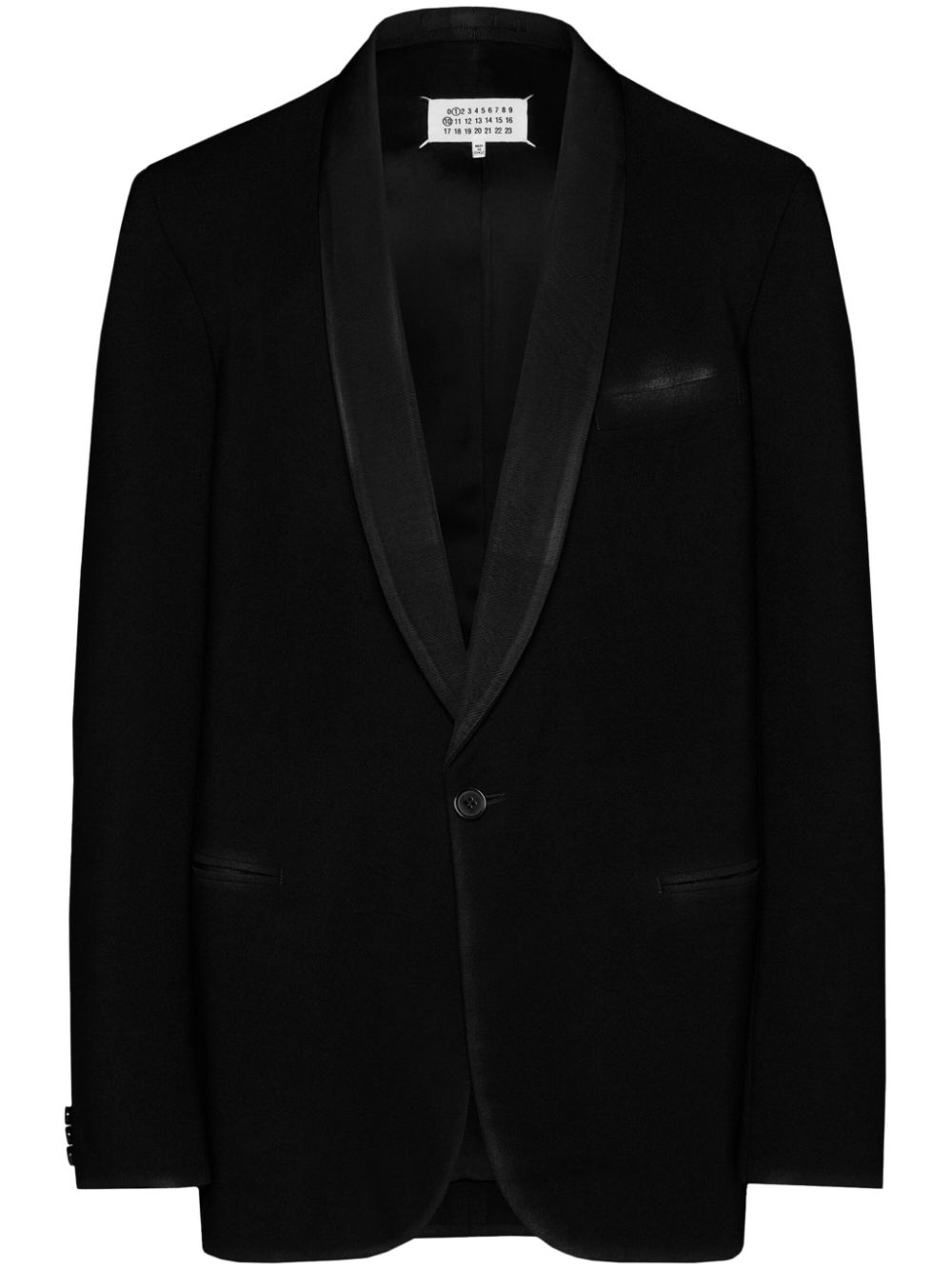 Maison Margiela Wool with 4-Needle Satin Trim Blazer — Black