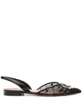 Malone Souliers Embellished Mesh Flat — Black