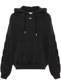 Off White Logo-Stamped Cotton Hoodie — Black