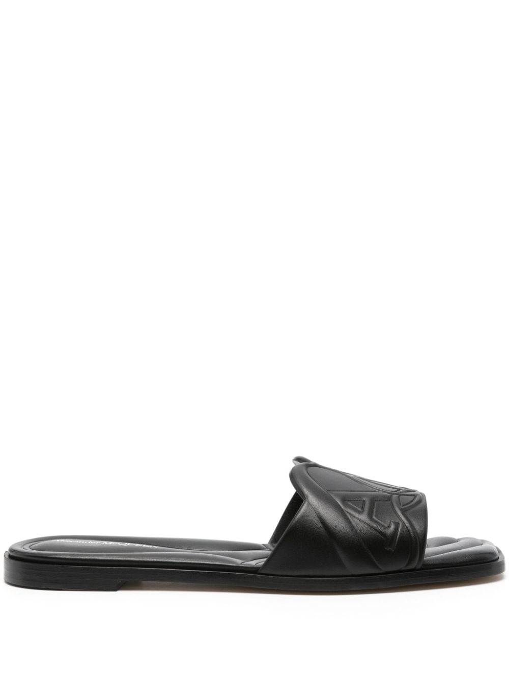 Alexander McQueen Logo-Embossed Leather Sandal — Black