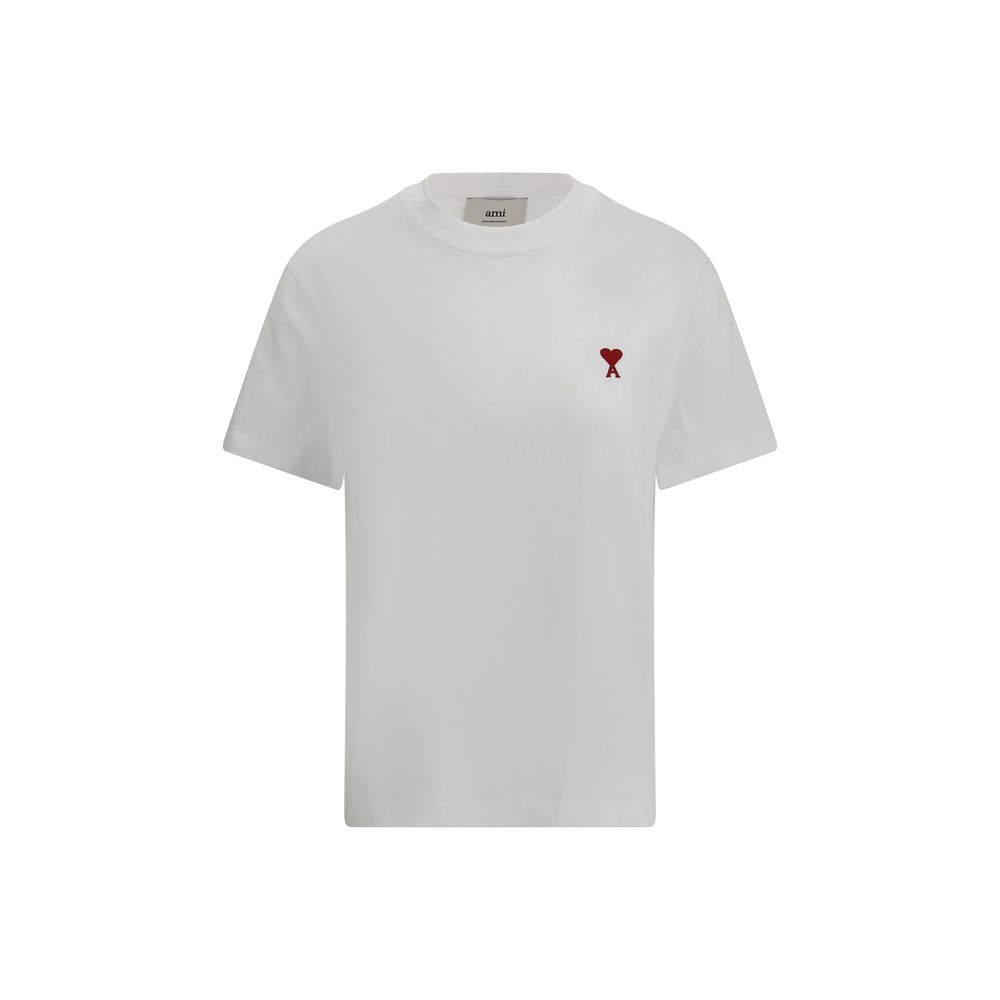 AMI Paris Logo-Embroidered Cotton T-Shirt — White