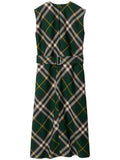 Burberry Nova Check Wool Dress — Green