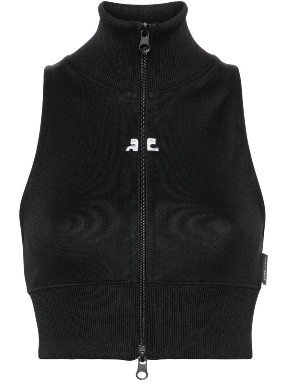 Courreges Pre Logo-Embroidered Track Vest — Black