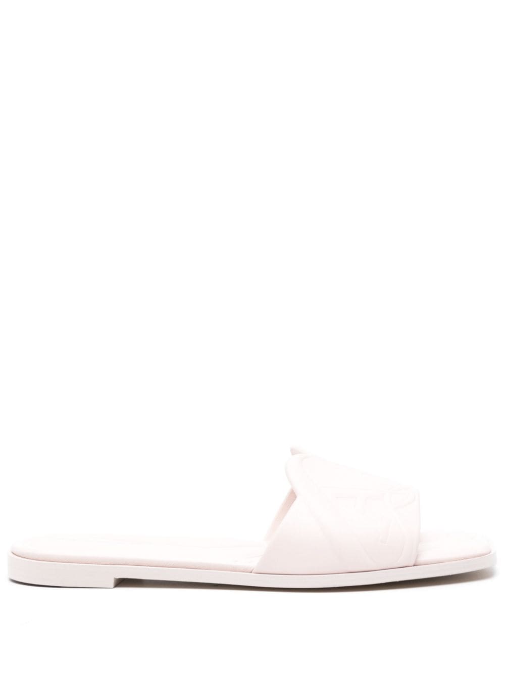Alexander McQueen Logo-Embossed Leather Slide Sandals — Pink