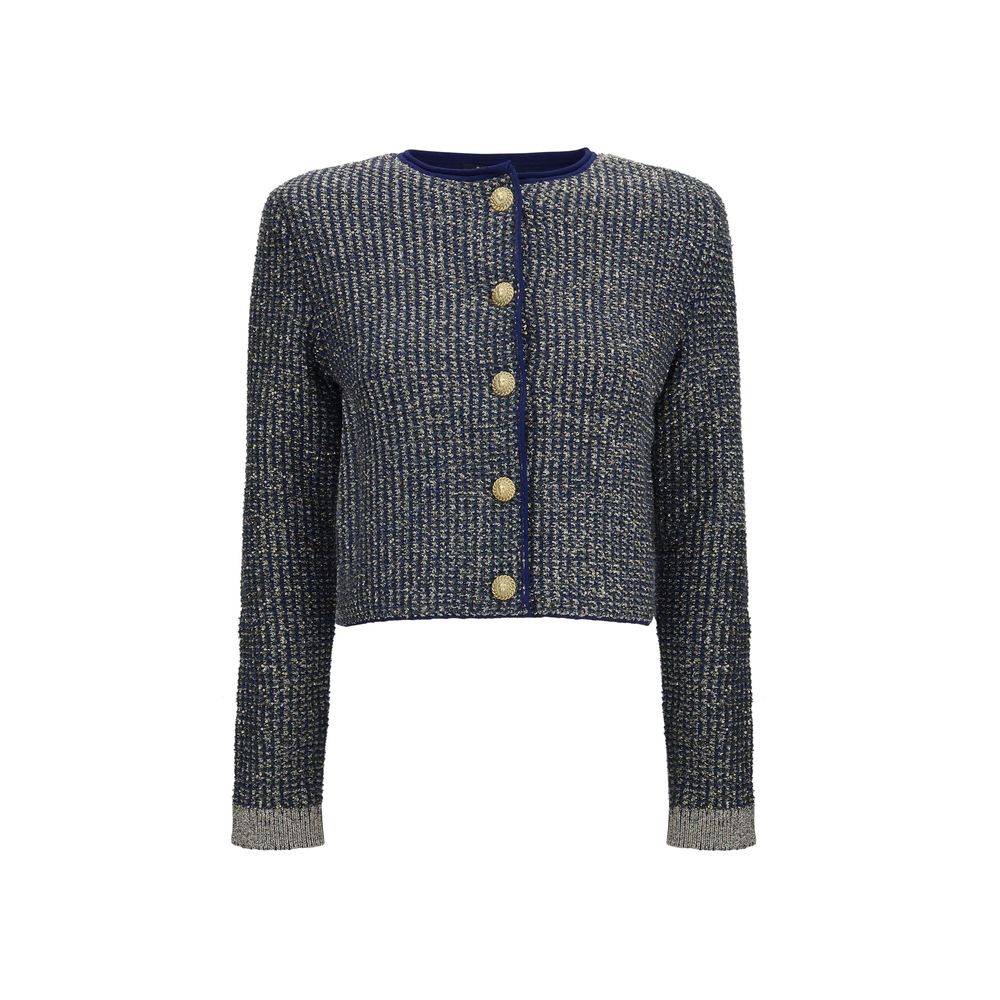 Balmain Sequin Knit Cardigan — Blue