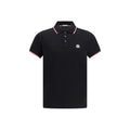 Moncler Tricolour-Trim Cotton Piqué Polo Shirt — Black