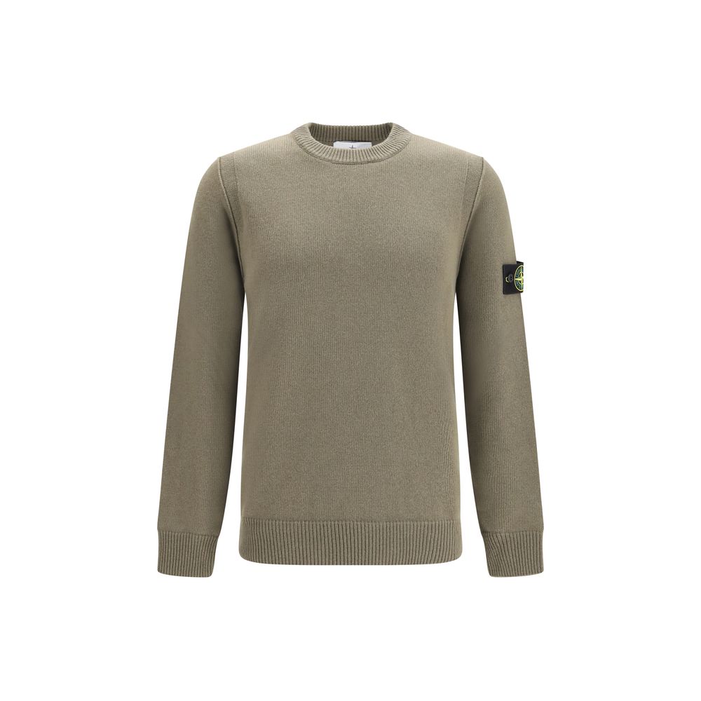 Stone Island Logo-Patch Cotton Knit Sweater — Gray