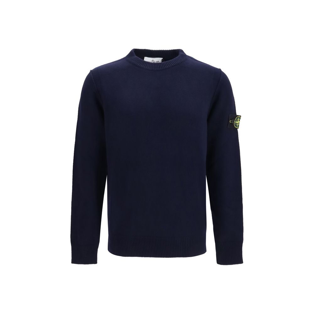 Stone Island Crewneck Cotton Sweater — Navy