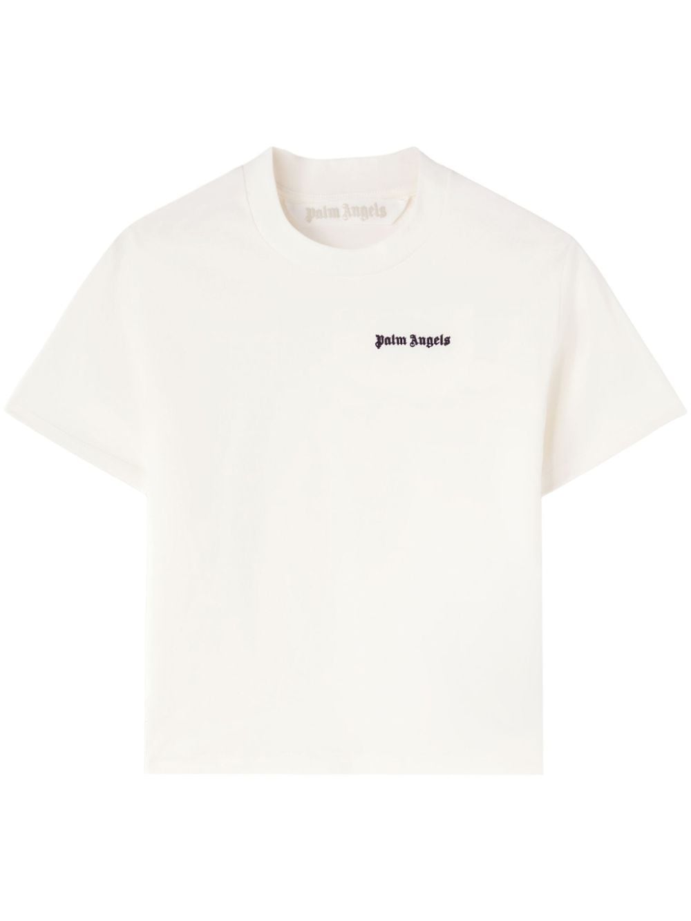 Camiseta de algodón con logo bordado de Palm Angels - Blanco