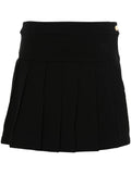 Palm Angels Pleated Cotton Piqué Skirt — Black