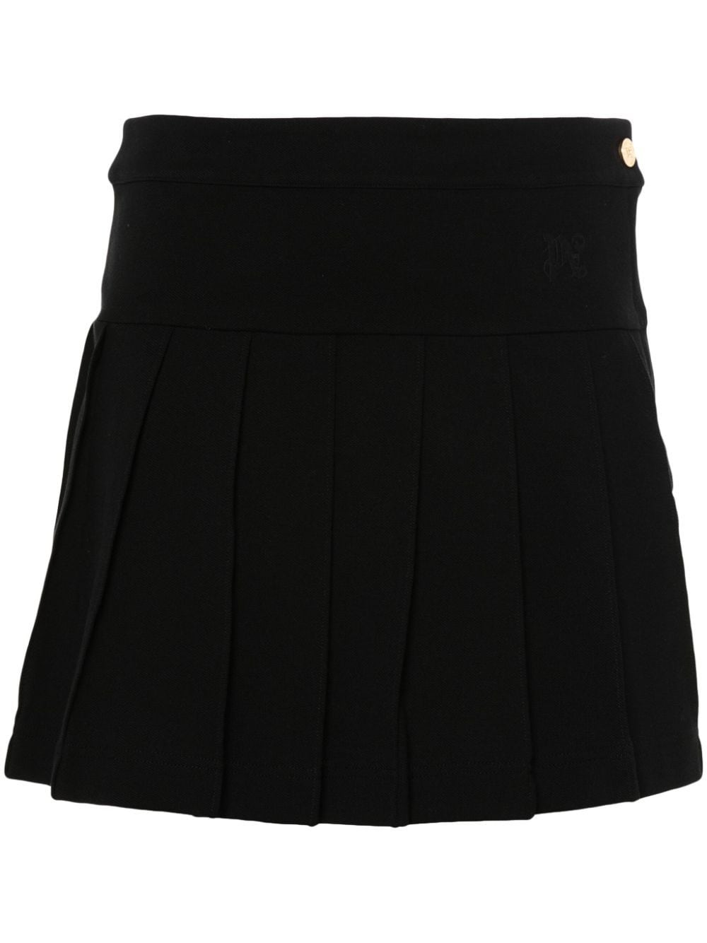 Palm Angels Pleated Cotton Piqué Skirt — Black