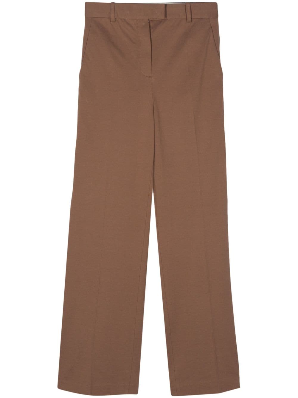 Circolo 1901 Piqué Weave Cotton Blend Trousers — Chocolate Brown