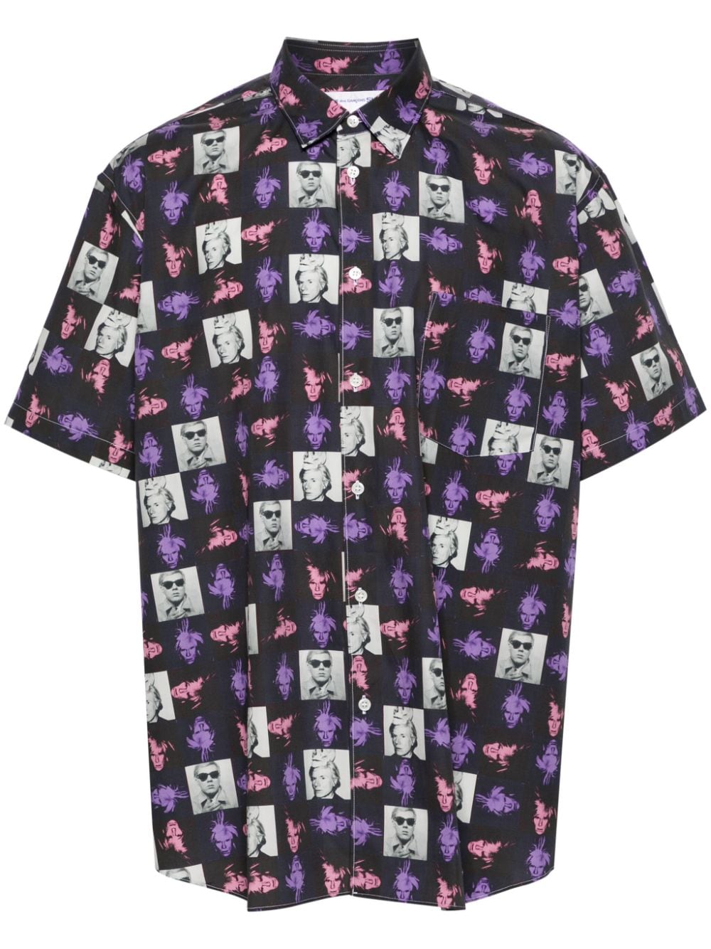 Comme Des Garcons Andy Warhol Print Cotton Shirt — Black