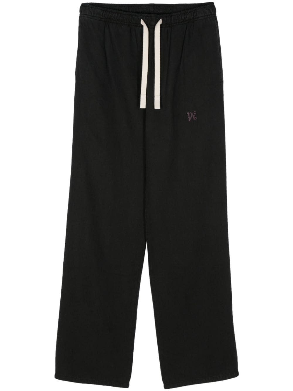 Palm Angels Monogram Embroidered Trousers — Black