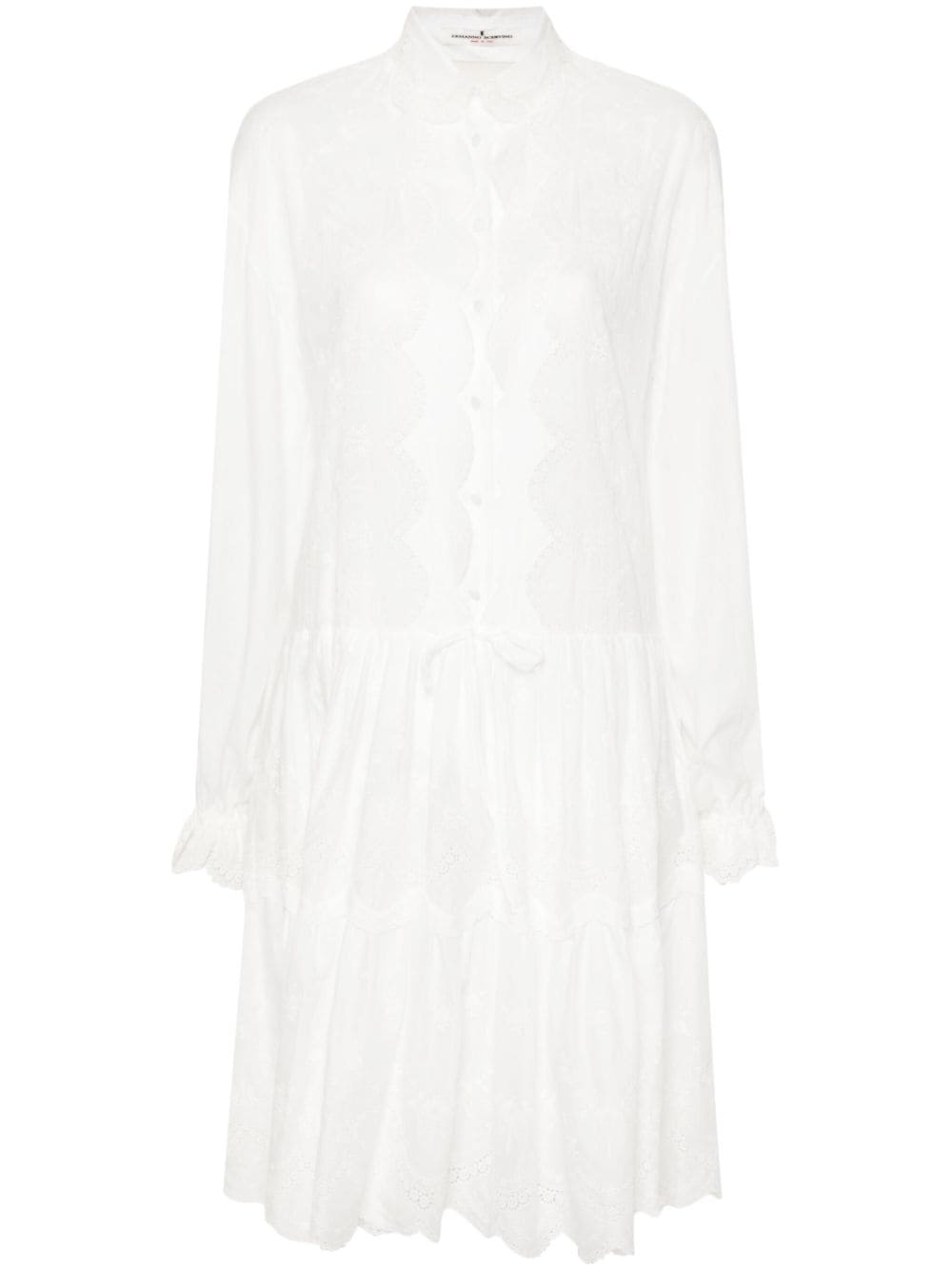 Ermanno Scervino Embroidered Cotton Shirt Dress — Off-white