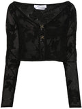 Blumarine Crochet Openwork Floral Cardigan — Black