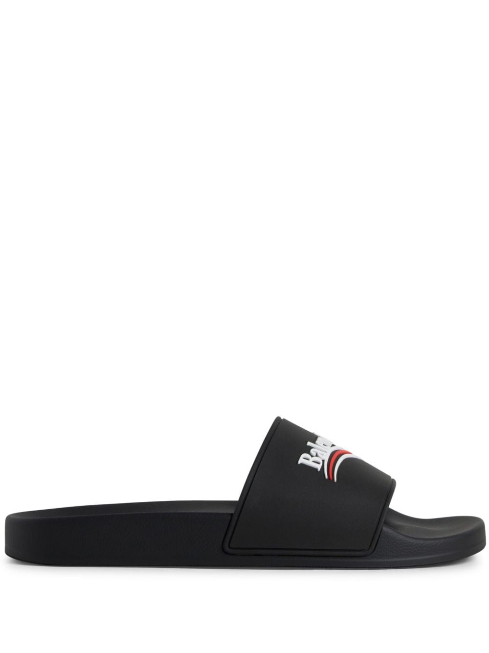 Balenciaga Logo Embossed Pool Sandals — Black