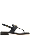 Ferragamo Gancini-Buckle Leather Sandal — Black