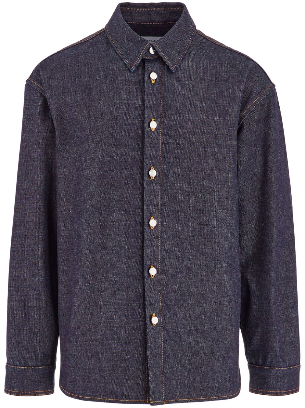 Ferragamo Cotton Denim Shirt — Navy