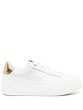 Ferragamo Metallic Heel-Accent Platform Sneaker — White