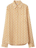 Burberry Silk Poplin Logo-Print Shirt — Orange