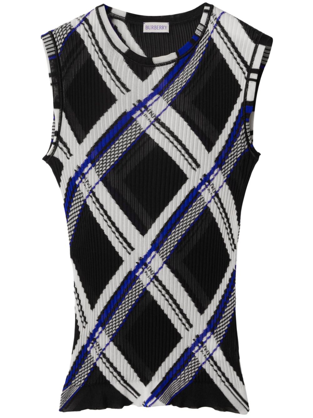 Burberry Check Silk Tank Top — Black