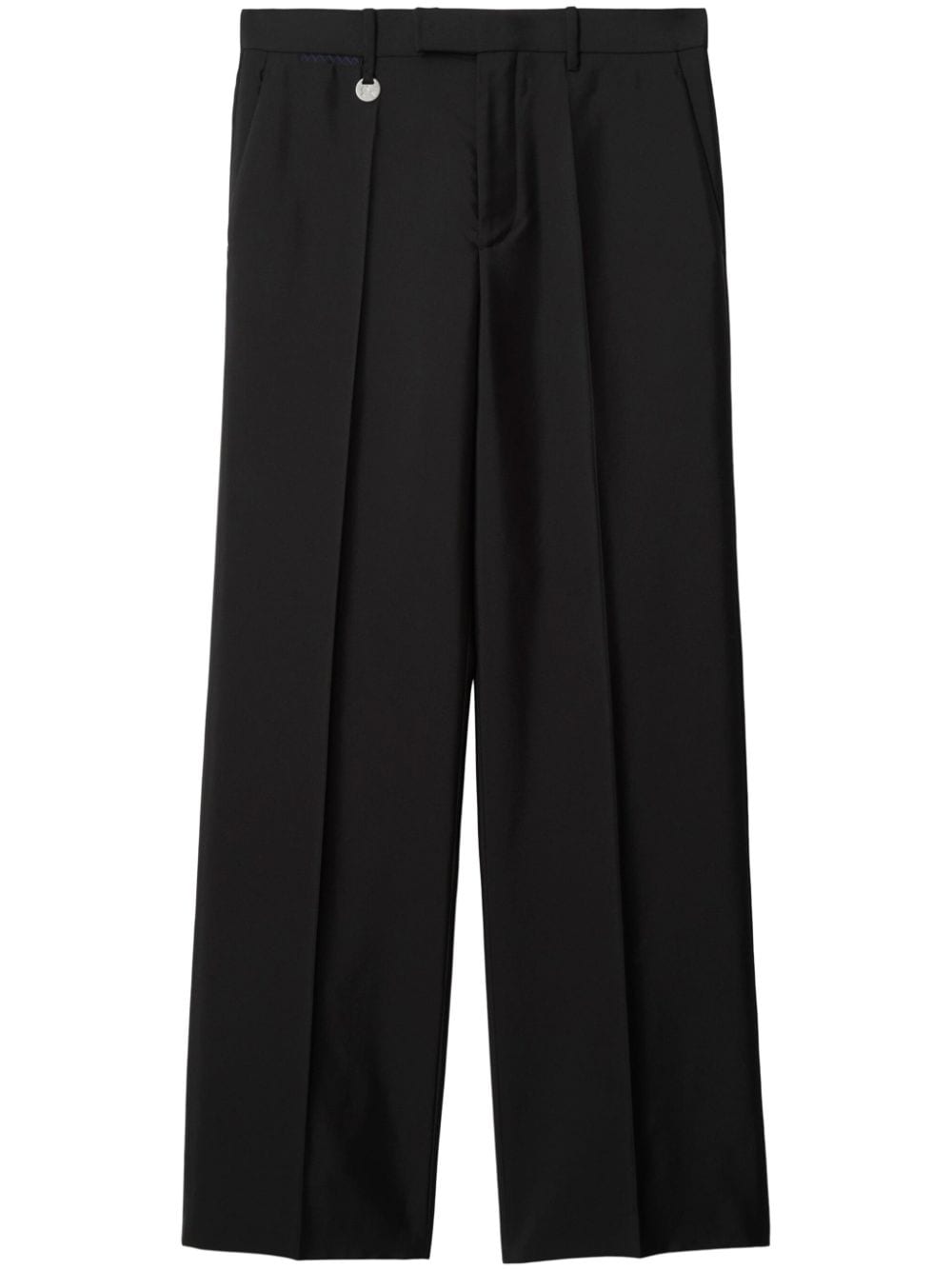 Burberry Tailored Wool-Silk Blend Trousers — Black
