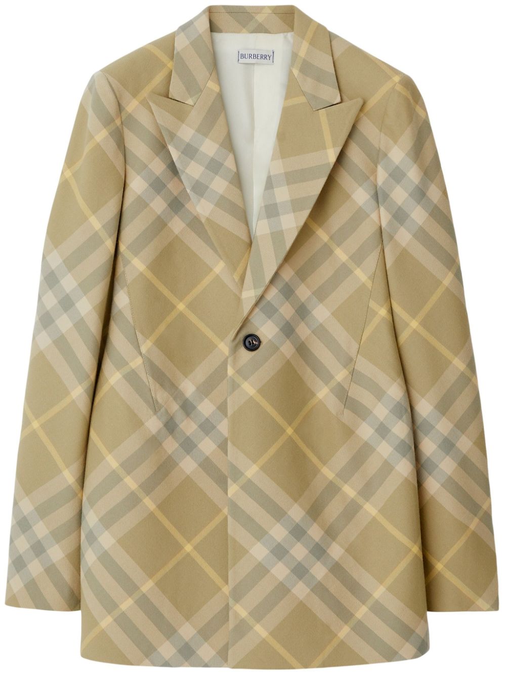 Burberry Check Wool Blazer — Olive