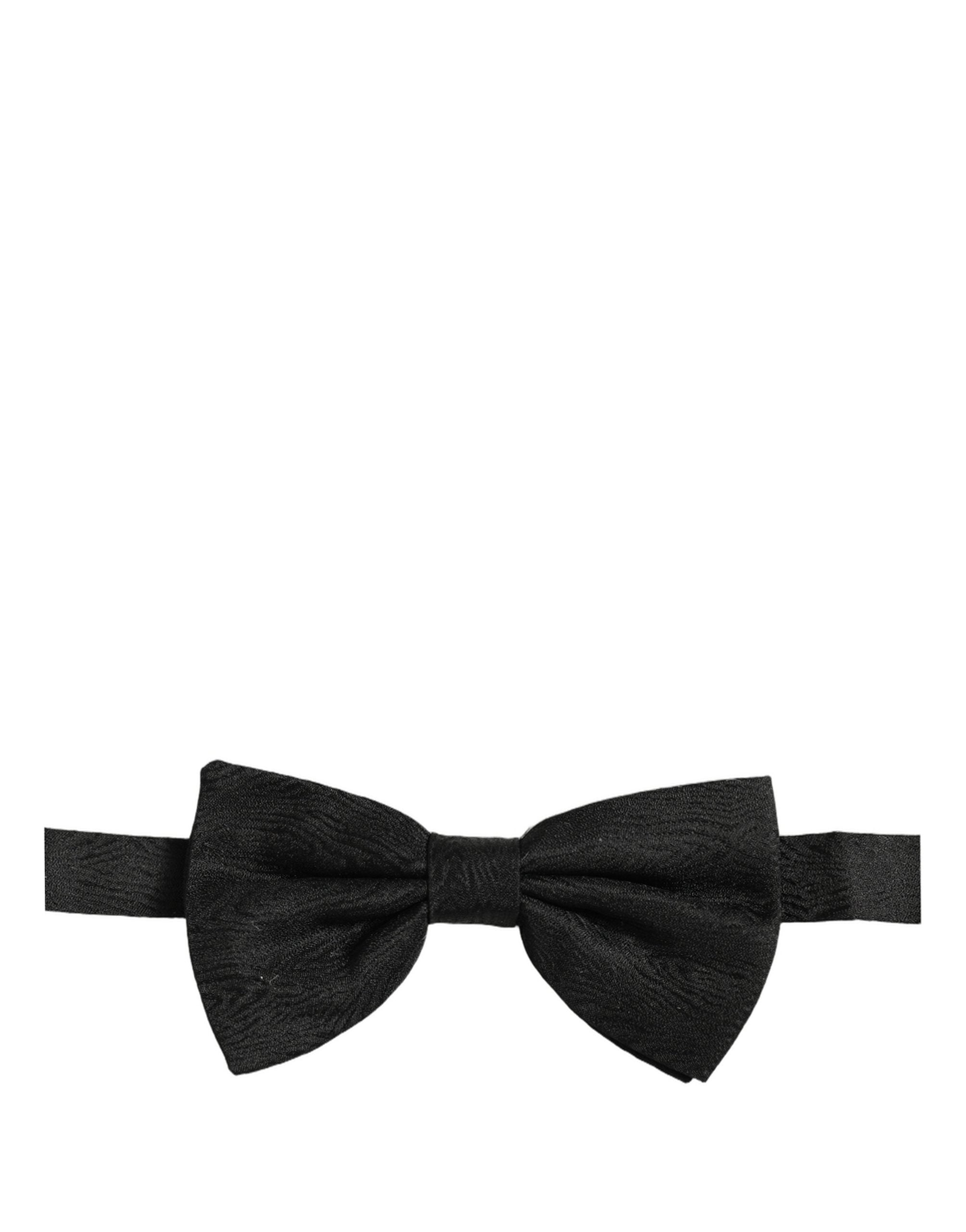 Dolce & Gabbana Silk Brocade Bow Tie — Black