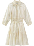 Woolrich Broderie Anglaise Cotton Shirt Dress — Ecru