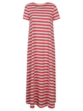 Apuntob Striped Cotton Dress — Red