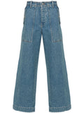 Maison Kitsuné Wide-Leg Cotton Denim Jeans — Light Blue