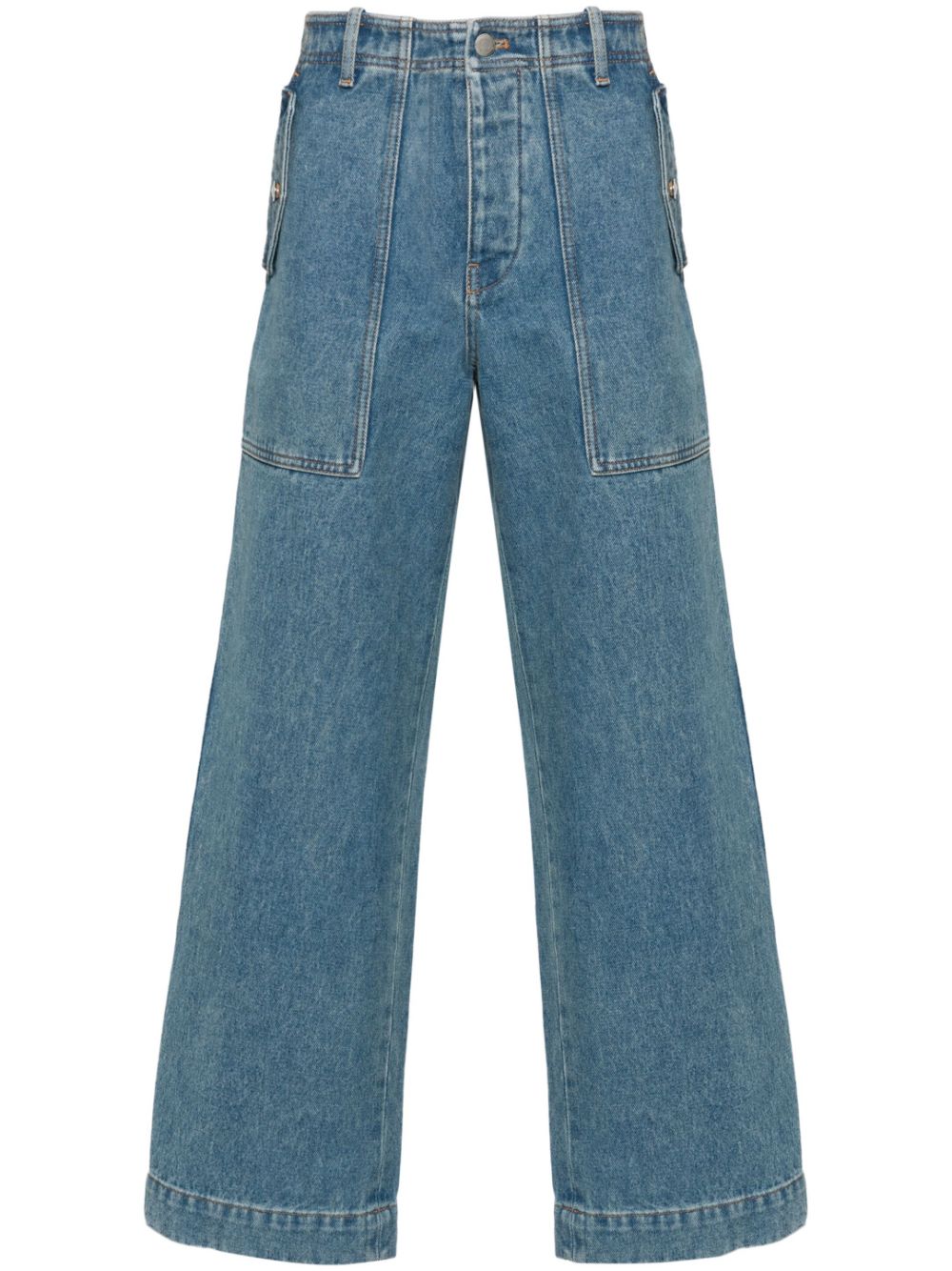 Maison Kitsuné Wide-Leg Cotton Denim Jeans — Light Blue