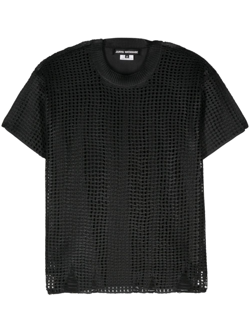 Junya Watanabe Open-Knit Crewneck T-Shirt — Black