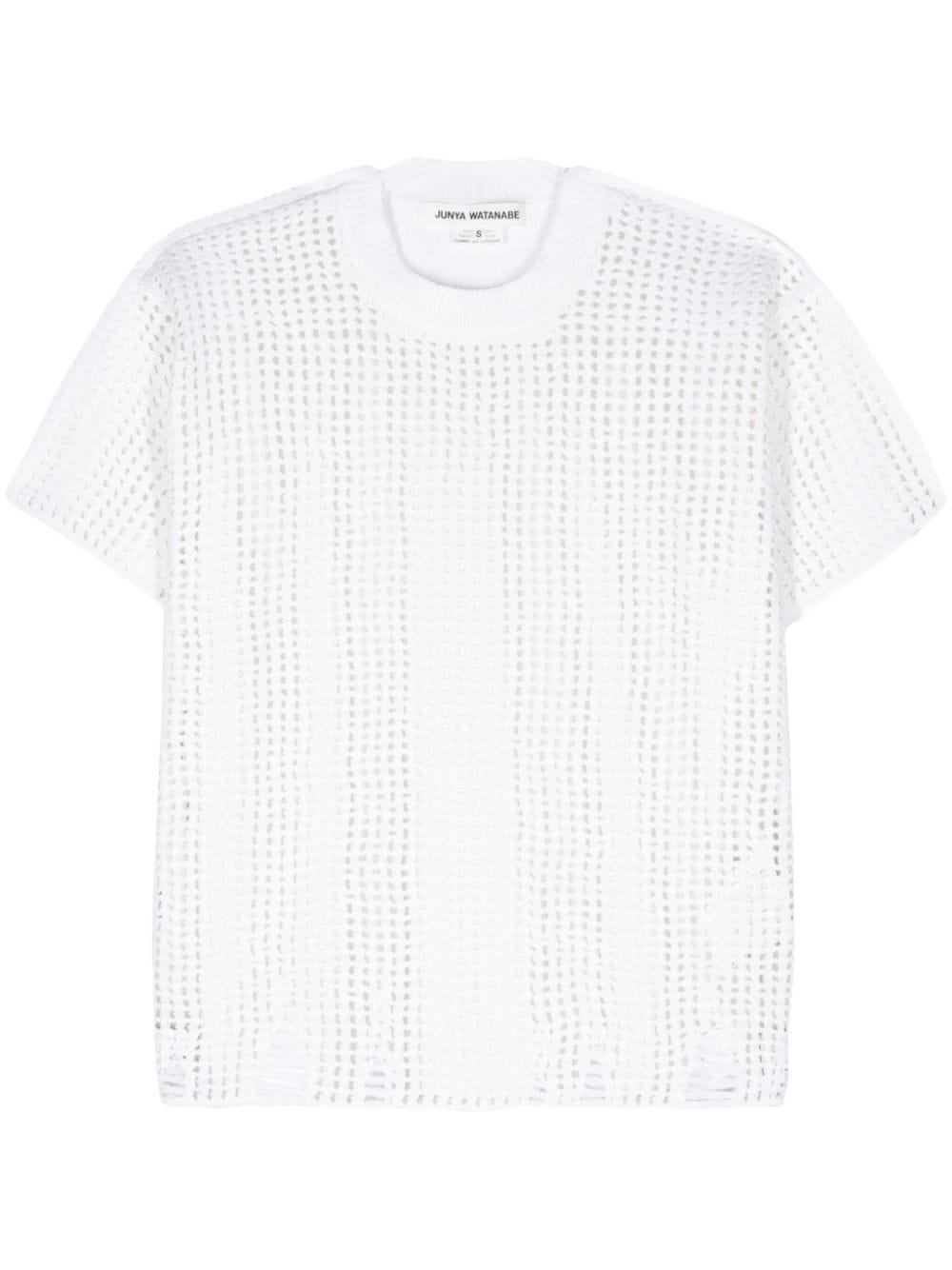 Junya Watanabe Open-Knit Crew Neck T-shirt — White